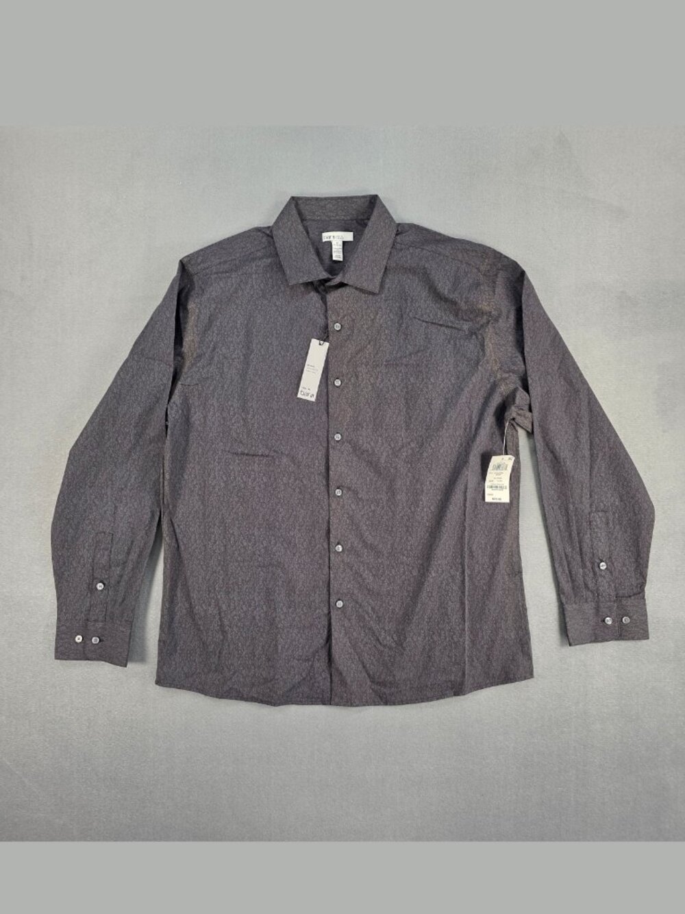 Bar III Men's Slim Fit Stretch Shirt XL 17-17.5 Black Print Untucked NWT